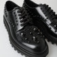Elegant Studded Black Leather Derby Shoes