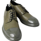 Emerald Elegance Leather Derby Shoes