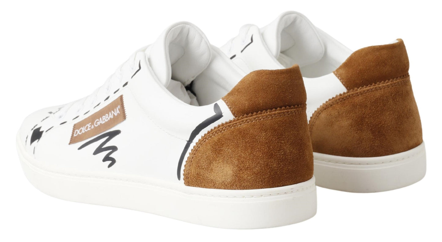 Elegant Low Top Leather Sneakers in White