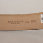Black Calf Leather Brown Backend Metal Buckle Belt