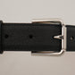 Black Calf Leather Brown Backend Metal Buckle Belt