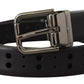 Elegant Black Leather Belt with Metal Buckle
