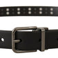 Elegant Black Leather Belt with Metal Buckle