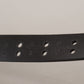 Elegant Black Leather Belt with Metal Buckle