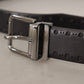 Elegant Black Leather Statement Belt