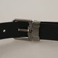 Elegant Black Leather Statement Belt