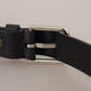 Elegant Black Leather Belt with Metal Buckle
