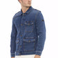 Blue Cotton Men Jacket