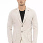 Beige Cotton Men Blazer