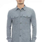 Blue Polyester Men Shirt