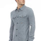 Blue Polyester Men Shirt