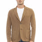 Brown Cotton Men Blazer