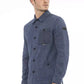 Blue Polyester Men Shirt