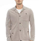 Beige Cotton Men Blazer