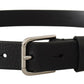 Elegant Leather Belt with Metal Buckle Closure