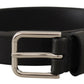 Elegant Leather Belt with Metal Buckle Closure