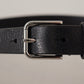 Elegant Leather Belt with Metal Buckle Closure