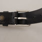 Elegant Leather Belt with Metal Buckle Closure