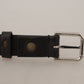 Elegant Leather Belt with Metal Buckle Closure