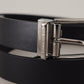 Elegant Black Leather Belt with Metal Buckle