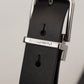 Elegant Black Leather Belt with Metal Buckle