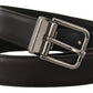 Elegant Black Leather Belt with Metal Buckle