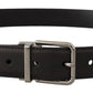 Elegant Black Leather Belt with Metal Buckle