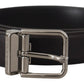 Elegant Black Leather Belt with Metal Buckle