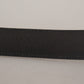 Elegant Black Leather Belt with Metal Buckle
