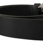 Elegant Black Leather Belt with Metal Buckle