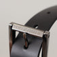 Elegant Black Leather Belt with Metal Buckle