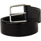 Black Patent Leather Logo Engraved Buckle Belt