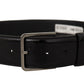 Black Patent Leather Logo Engraved Buckle Belt