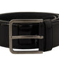 Black Patent Leather Logo Engraved Buckle Belt