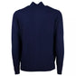 Chic High Collar All-Zip Wool Sweater in Blue