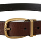 Elegant Leather Belt with Engraved Buckle