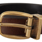 Elegant Leather Belt with Engraved Buckle
