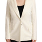 Elegant Beige Peak Lapel Blazer Jacket