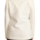 Elegant Beige Peak Lapel Blazer Jacket