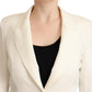 Elegant Beige Peak Lapel Blazer Jacket