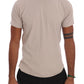 Beige Cotton Blend Crew Neck Tee