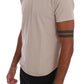 Beige Cotton Blend Crew Neck Tee