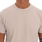 Beige Cotton Blend Crew Neck Tee