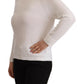 Elegant White Cotton Pullover Sweater