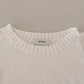 Elegant White Cotton Pullover Sweater