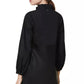 Elegant Dual-Fabric Ruffle Collar Dress