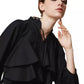 Elegant Dual-Fabric Ruffle Collar Dress