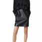 Elegant Dual-Fabric Ruffle Collar Dress