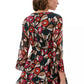 Multicolor Floral Crepe Midi Dress with Ribbon Waist