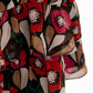 Multicolor Floral Crepe Midi Dress with Ribbon Waist